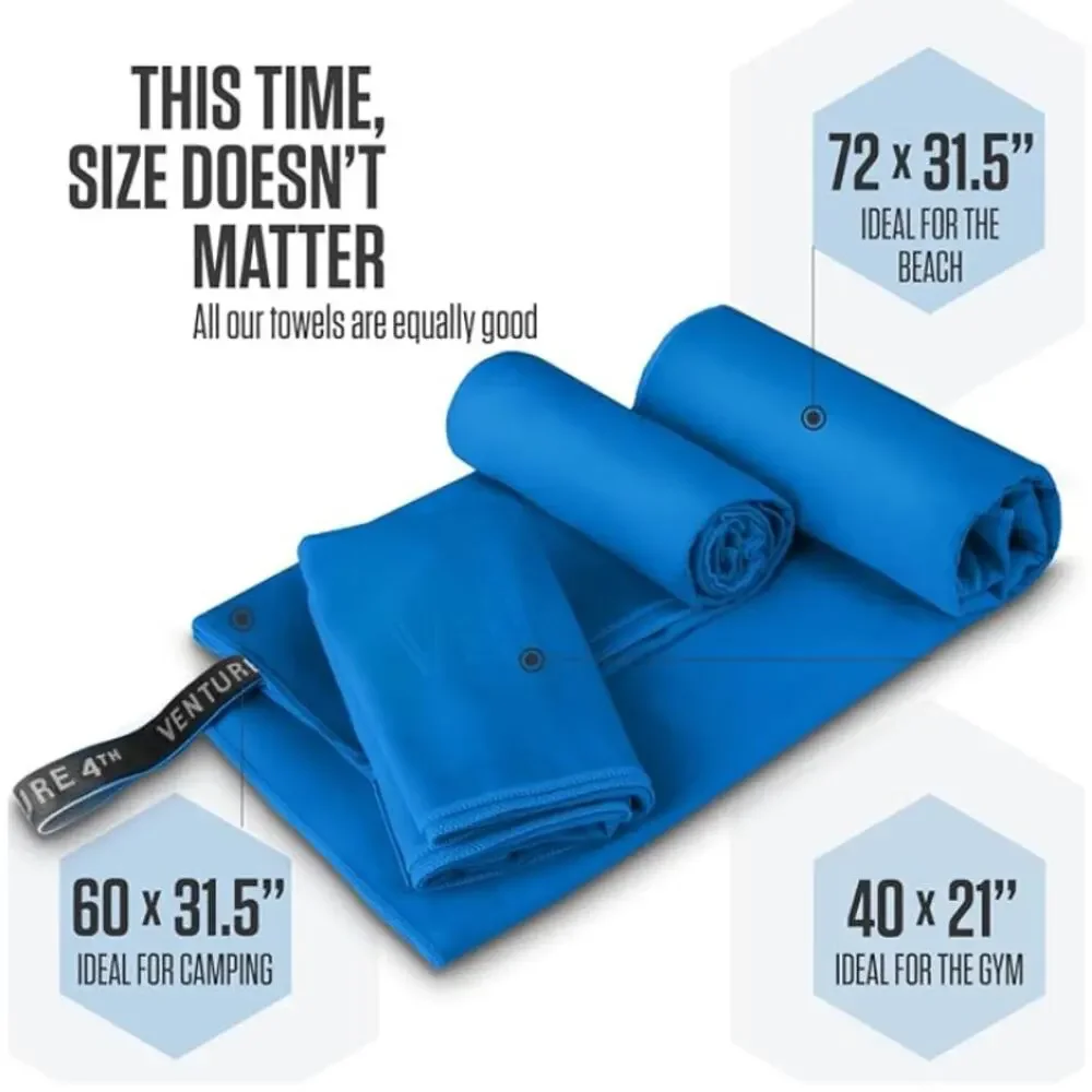 4pc Lightweight Quick Dry Towels. Microfiber Travel Towels, Easy to Pack- Medium